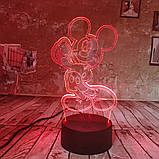 3D світильник з пультом і акумулятором 3D Lamp Мікі Маус 2 (LP-17942), фото 11