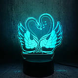 3D світильник з пультом і акумулятором 3D Lamp Лебеді (LP-17888), фото 3