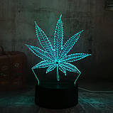 3D світильник з пультом і акумулятором 3D Lamp Лист Маріхуани (LP-17863), фото 9