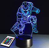 3D світильник з пультом і акумулятором 3D Lamp Залізна Людина 3 (LP-17855), фото 10
