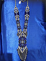 Гердан Орнамент у синьо-білих кольорах із чеського бісеру ручної роботи довжина 80 см