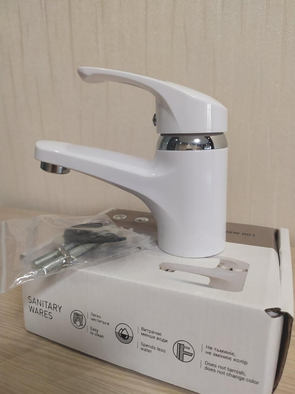 Змішувач для умивальника з термопластичного пластику Brinex 36W 001 білий, фото 1