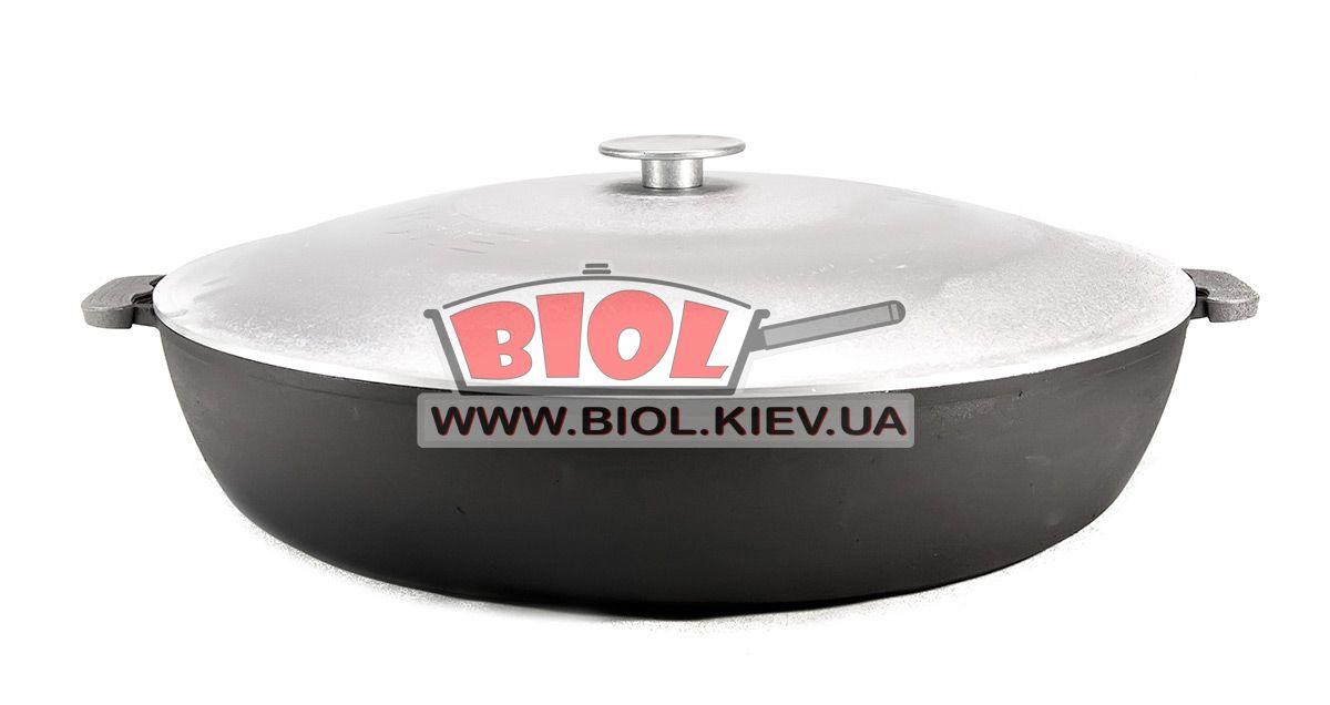 Чавунна жаровня 50 см з алюмінієвою кришкою БІОЛ 1750-1. Чавунний посуд, фото 1