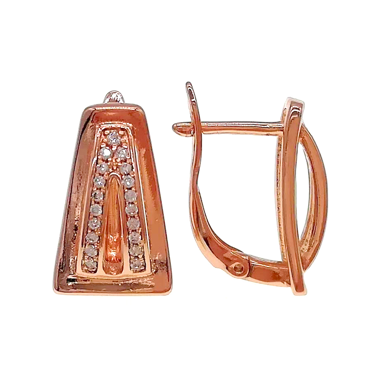 Сережки Xuping з медичного золота, білі фіаніти, позолота PO, 24292 (1)