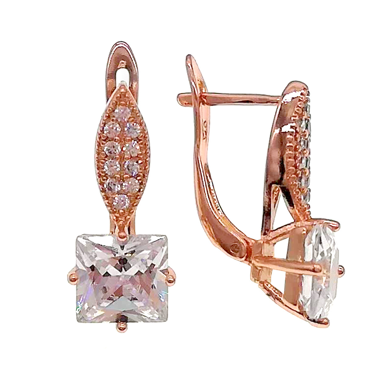 Серьги Xuping из медицинского золота, белые фианиты, позолота PO, 24296 (1)