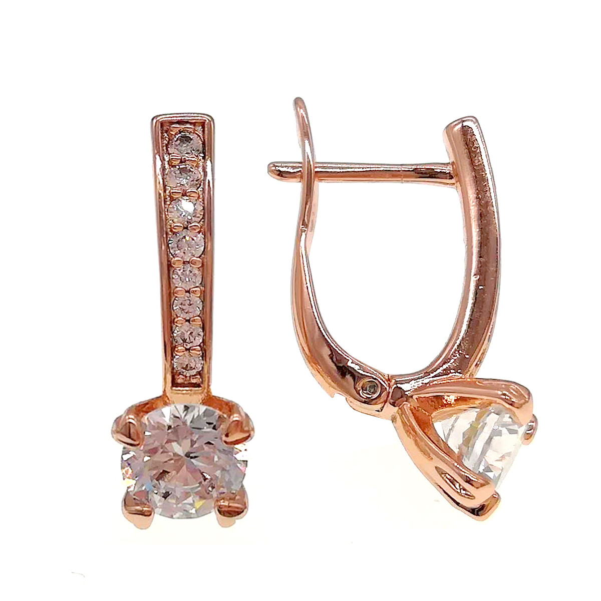 Сережки Xuping з медичного золота, білі фіаніти, позолота PO, 24295 (1)