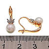Сережки Xuping з медичного золота, штучний перли "майорка" і фіаніти, позолота 18К + родій, 24433 (1), фото 3