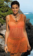 Полупрозрачное пляжное платье M 414 VIVIAN (S-L в расцветках) S, оранжевый