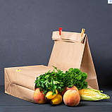 Крафт пакет з плоским широким дном 220*120*280 мм бурий, фото 4