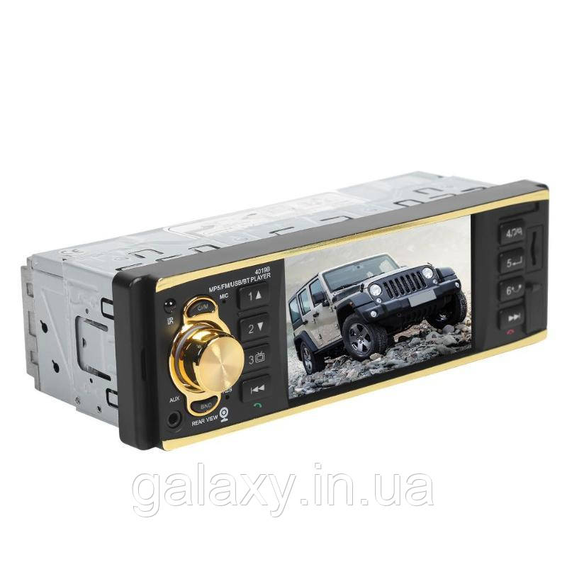 Автомобільна Bluetooth магнітола 1DIN USB SD FM пульт на кермо 4019, фото 1
