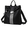 Жіночий рюкзак-сумка чорний зі срібним декором, фото 2