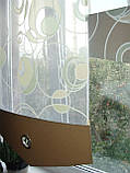 Комплект панельних фіранок Firanka Abstract Кружечки 5шт карниз 200см салатовий з бежевим (13_8п), фото 3