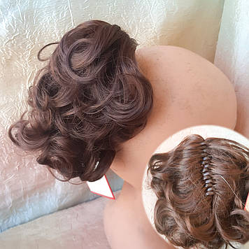 Хвіст шиньон короткий кучерявий на крабі рудаво-каштановий 945В-30