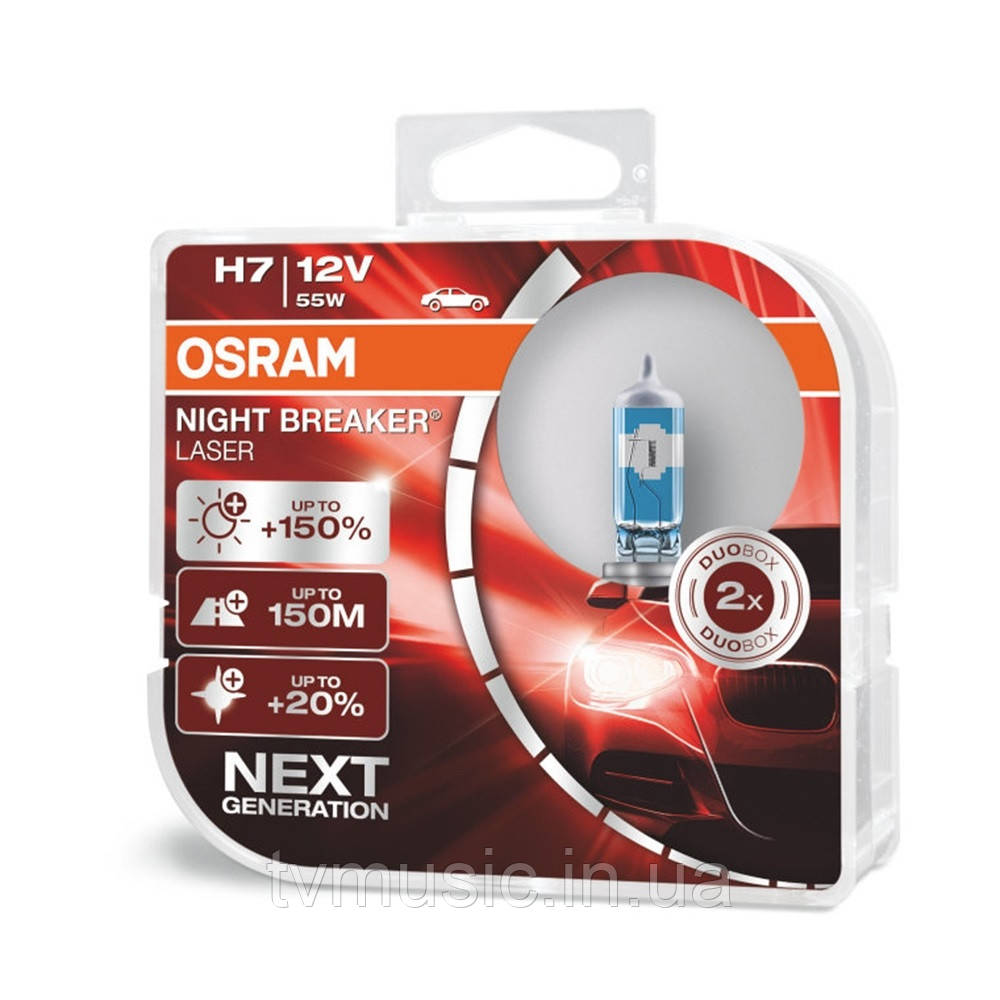 Галогенні лампи Osram Night Breaker Laser H7 12 V 55 W 64210NL-HCB
