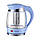 Електричний чайник 1,8л 1850-2200Вт скло/пластик білий, блакитний Maestro, фото 2