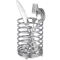 Підставка кругла для столових приладів металева 85*130мм срібляста Maestro