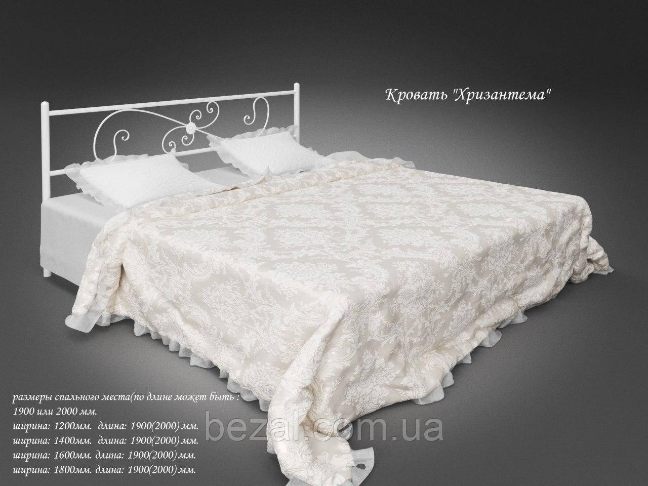 Двоспальне металеве ліжко Хризантема, фото 1
