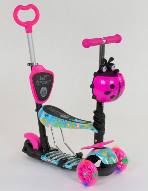 Самокат 5 в 1 з батьківською ручкою та сидінням Best Scooter 26901