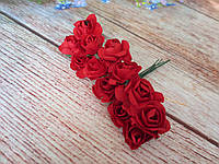 Троянда паперова, d 1,5 см, колір ЧЕРВОНИЙ, 12 шт./упаковка