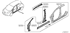 Стійка кузовна центральна права KH3 - SUPER BLACK Nissan Leaf AZE0 (13-17) G6570-3NFMA