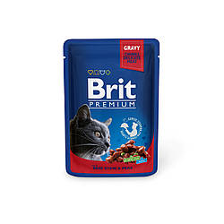 Вологий корм Brit Premium Beef Stew&Pea (Бріт Преміум для котів з яловичиною та горошком) 100г.