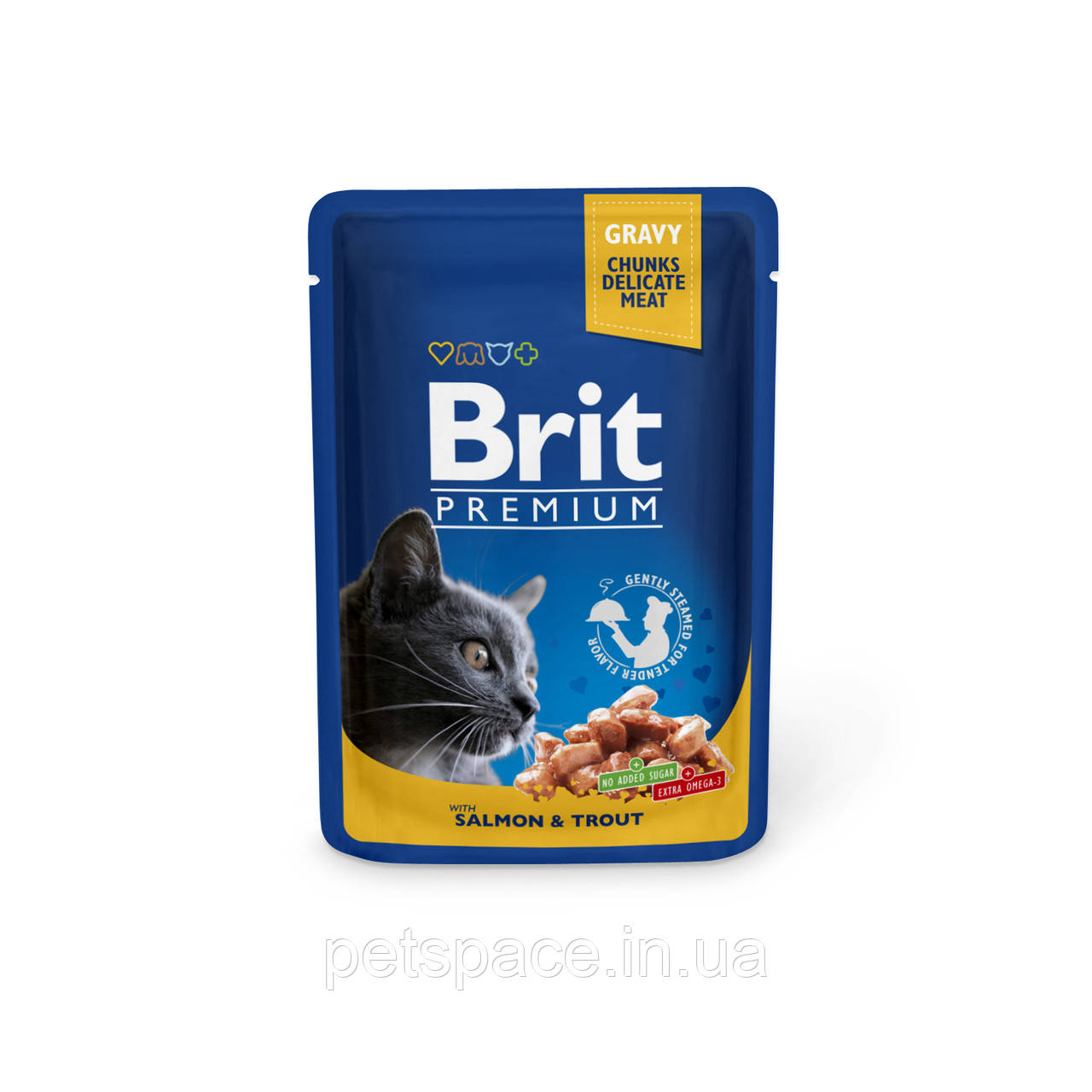 Вологий корм Brit Premium Cat Salmon&Trout (Бріт Преміум з лососем та фореллю), 100г.