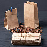 Паперовий пакет для чаю та кави з дном крафт бурий 95*65*190 мм, фото 2