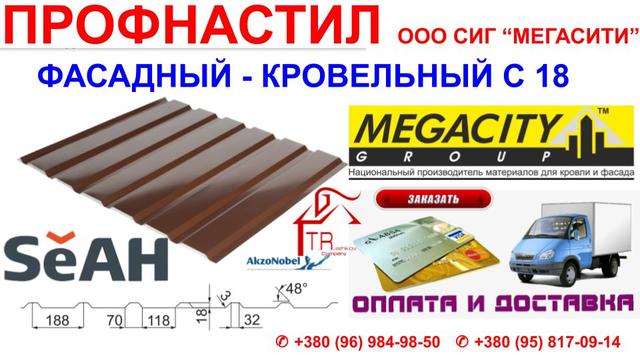Фасадный профнастил с-18 RAL 8017 Мегасити