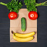 Великий паперовий пакет на винос без ручок з широким дном 320*150*380 мм бурий, фото 3