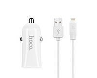 АЗУ 2 выхода 2USB Hoco Z12 White (2.4A) + кабель iphone 5/6/6s/7+/8+/8