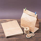 Крафт пакет з плоским широким дном 220*120*280 мм бурий, фото 2