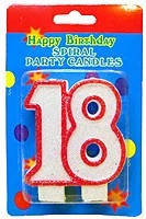 Свічка-цифра для торта подвійна 18 червоний контур