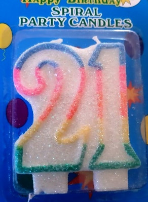 Свічка-цифра для торта подвійна 21