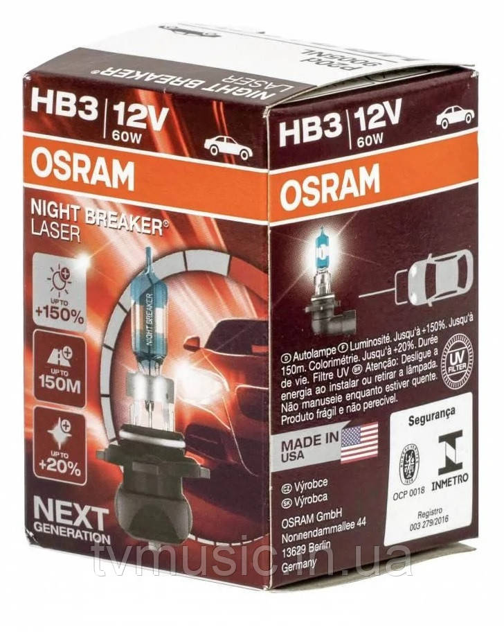 Галогенна лампа Osram Night Breaker Laser HB3 12 V 60 W 9005NL