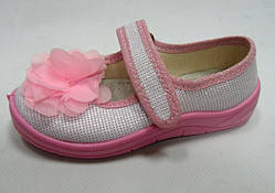 Дитячі ошатні текстильні туфлі, балетки, мокасини,тапочки для дівчинки тм"Валді", розмір 24(15,0см)