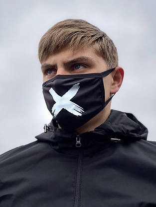Маска чоловіча | жіноча захисна багаторазова тканинна Off-White black, фото 3