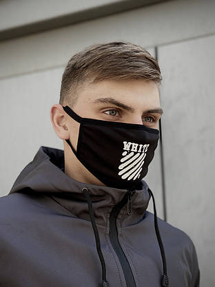 Маска чоловіча | жіноча захисна багаторазова тканинна Nike найк black чорна, фото 3