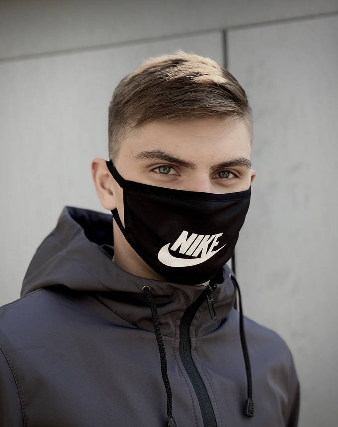 Маска чоловіча | жіноча захисна багаторазова тканинна Nike найк black чорна, фото 2