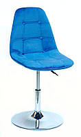 Стілець Alex CH — Base оксамит синій В-1 з регулюванням висоти 42-57 см на металевому млинці, без підніжки, фото 2