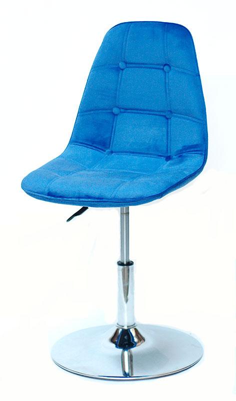 Стілець Alex CH — Base оксамит синій В-1 з регулюванням висоти 42-57 см на металевому млинці, без підніжки, фото 1