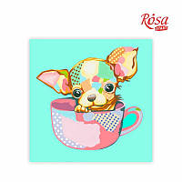 Полотно на картоні з контуром, «Pop Art Puppy», 30*30, бавовна, акрил, ROSA START GPA284311