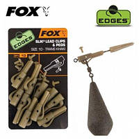 Безопасные клипсы FOX Edges Size 10 Slik lead clip + pegs trans khaki