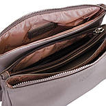 Маленька сумочка клатч зі штучної шкіри на блискавці сіро-рожеві квіти, фото 4