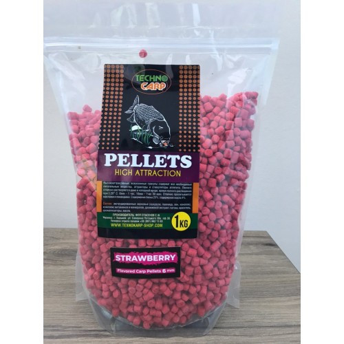 Пелети ТехноКарп Flavored Carp Pellets "Strawberry" 10mm 1kg NEW, фото 1