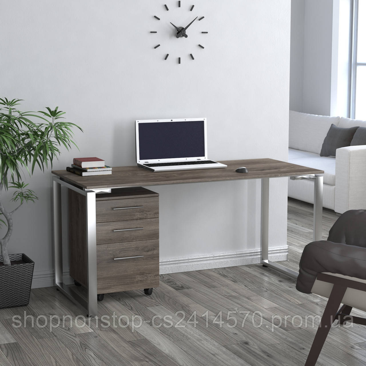 Стіл письмовий лофт Q-160 стільниця 16мм Loft design Дуб Палена