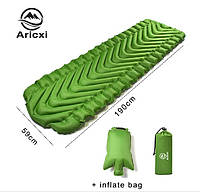 Туристичний надувний килимок, матрац Aricxi V (хвиля) зелений.