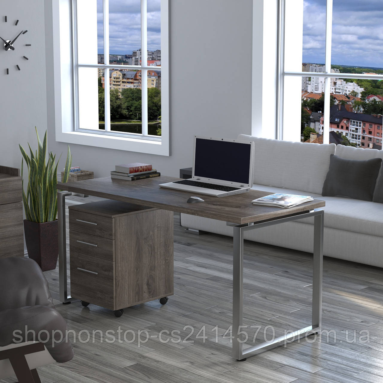 Сучасний письмовий стіл лофт Q-160 стільниця 32мм Loft design Дуб Палена