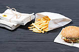 Паперові пакети для картоплі фрі 100*60*170 мм білий крафт пакет для фаст фуд, фото 3