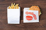 Паперові пакети для картоплі фрі 100*60*170 мм білий крафт пакет для фаст фуд, фото 4
