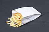 Паперові пакети для картоплі фрі 100*60*170 мм білий крафт пакет для фаст фуд, фото 8